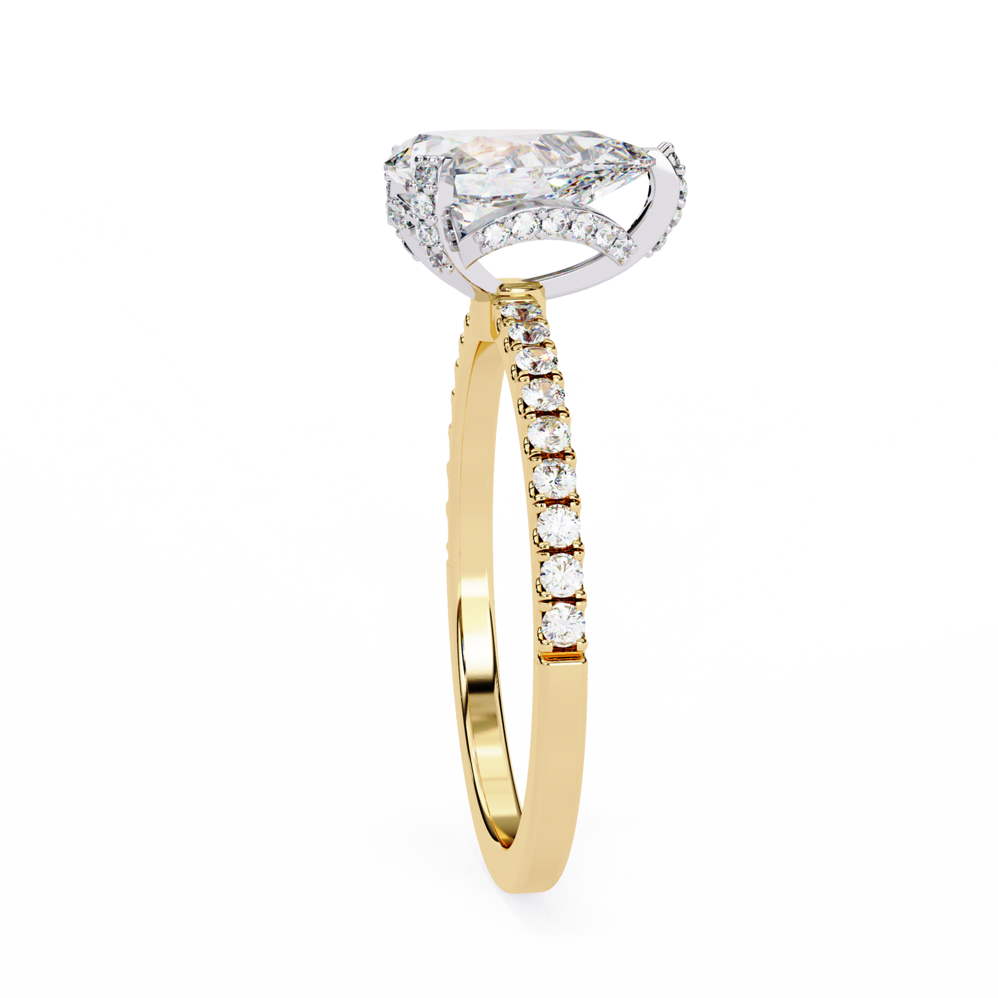 yellow gold / moissanite, yellow gold / lab grown