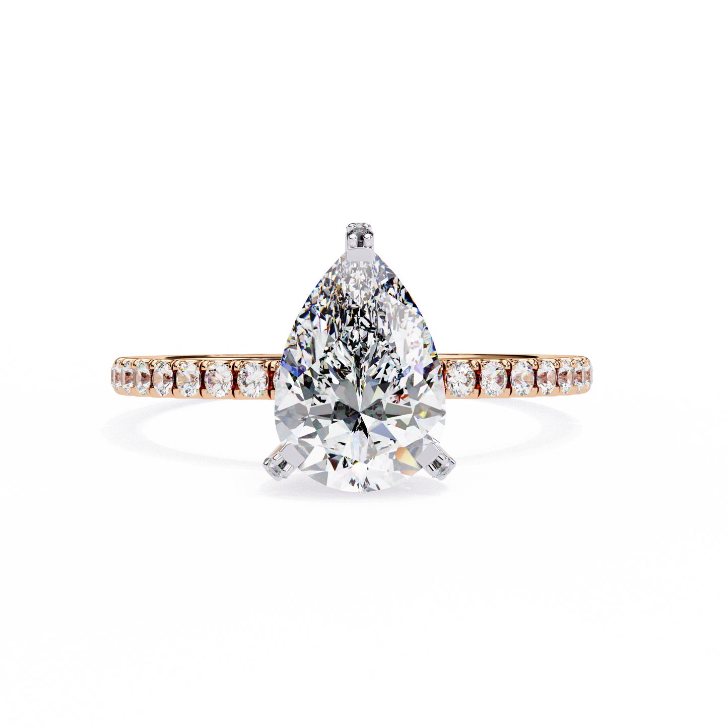 rose gold / moissanite, rose gold / lab grown