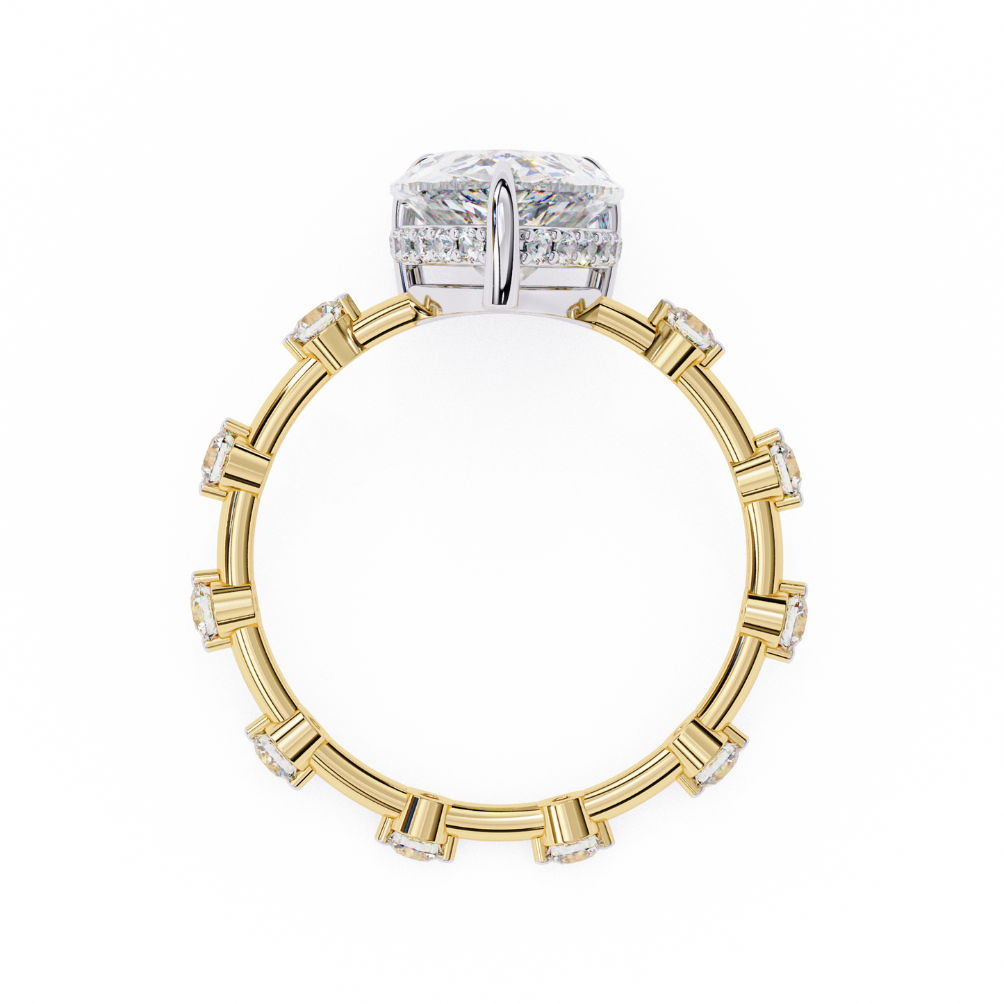 yellow gold / moissanite, yellow gold / lab grown