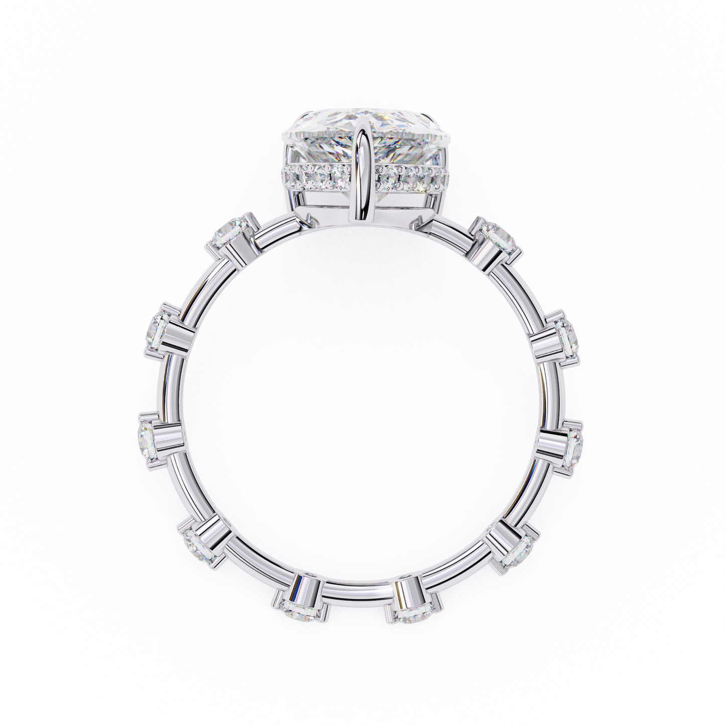 white gold / moissanite, white gold / lab grown, 925 silver / moissanite, 925 silver / lab grown