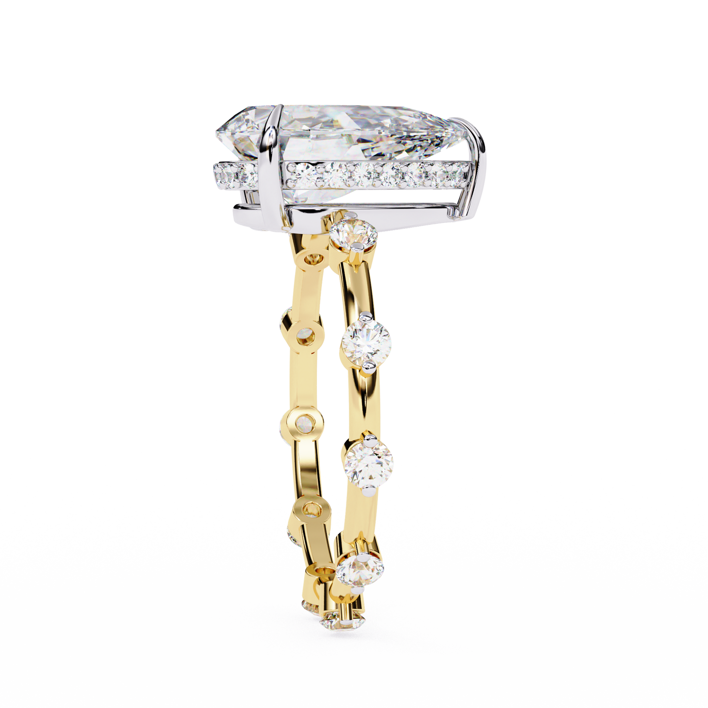 yellow gold / moissanite, yellow gold / lab grown
