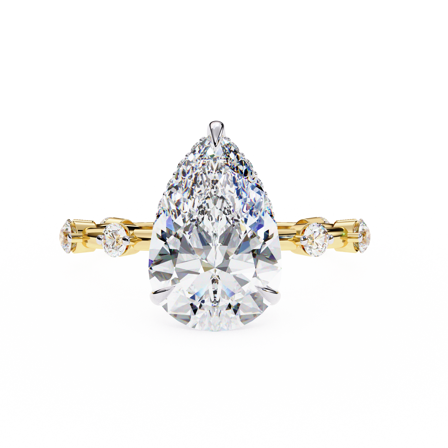 yellow gold / moissanite, yellow gold / lab grown