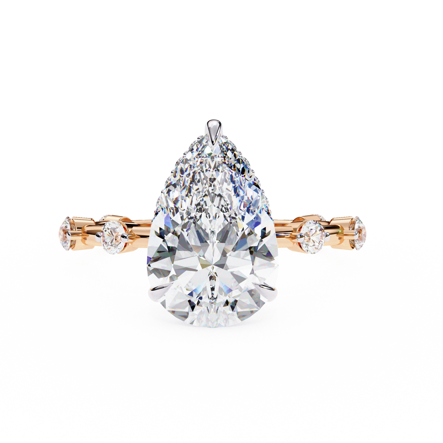 rose gold / moissanite, rose gold / lab grown