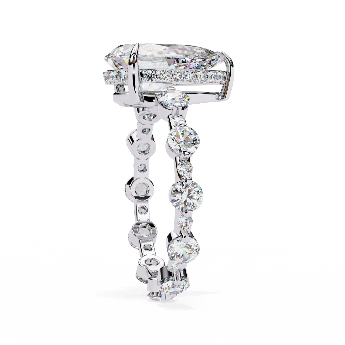 white gold / moissanite, white gold / lab grown, 925 silver / moissanite, 925 silver / lab grown