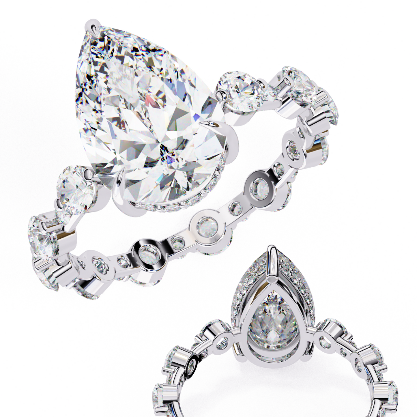 white gold / moissanite, white gold / lab grown, 925 silver / moissanite, 925 silver / lab grown