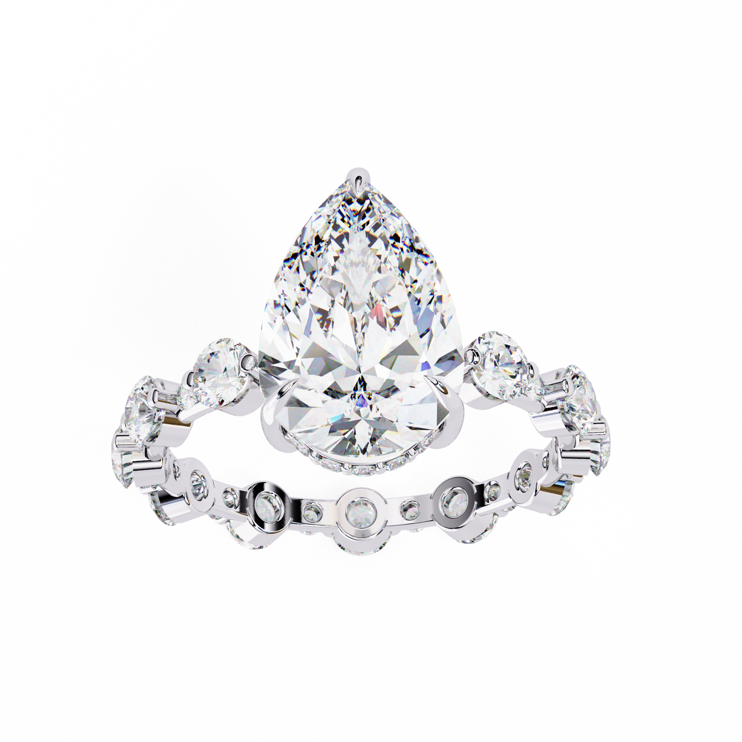 white gold / moissanite, white gold / lab grown, 925 silver / moissanite, 925 silver / lab grown