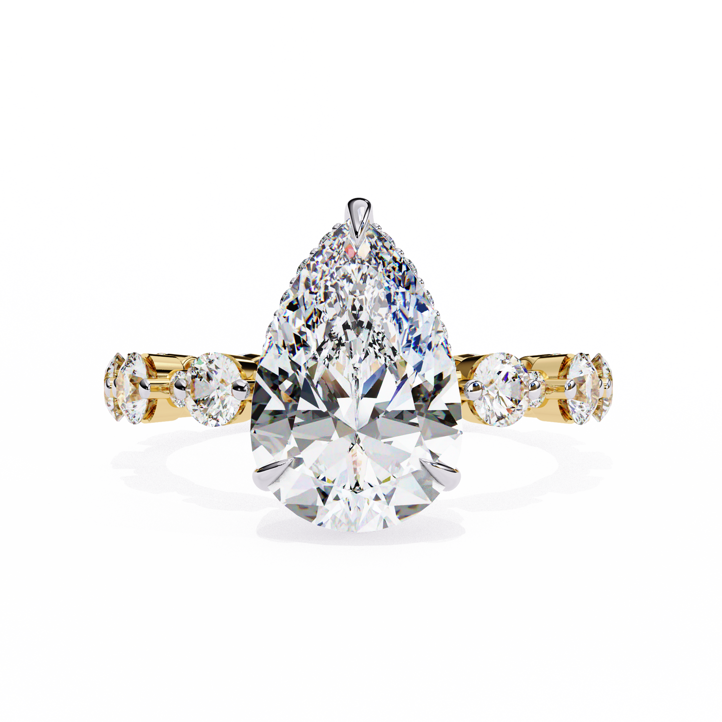yellow gold / moissanite, yellow gold / lab grown