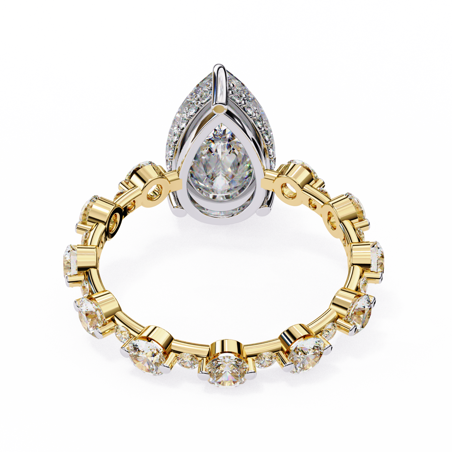 yellow gold / moissanite, yellow gold / lab grown