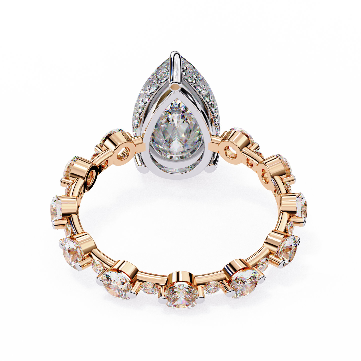 rose gold / moissanite, rose gold / lab grown