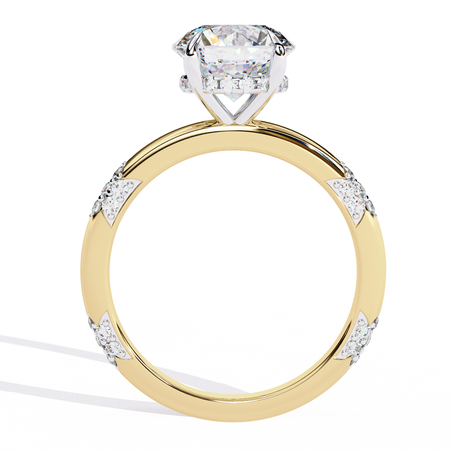 yellow gold / moissanite, yellow gold / lab grown