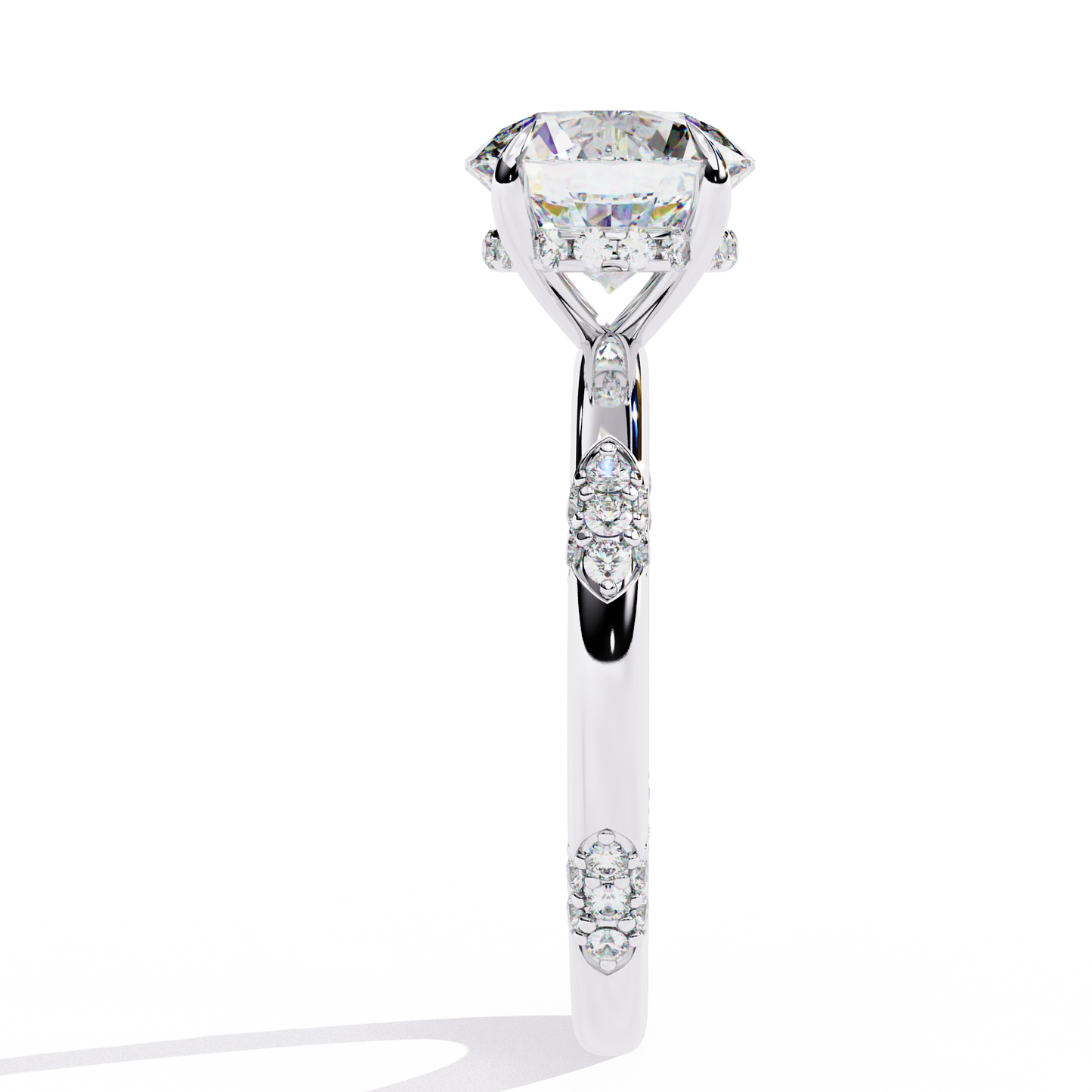 white gold / moissanite, white gold / lab grown