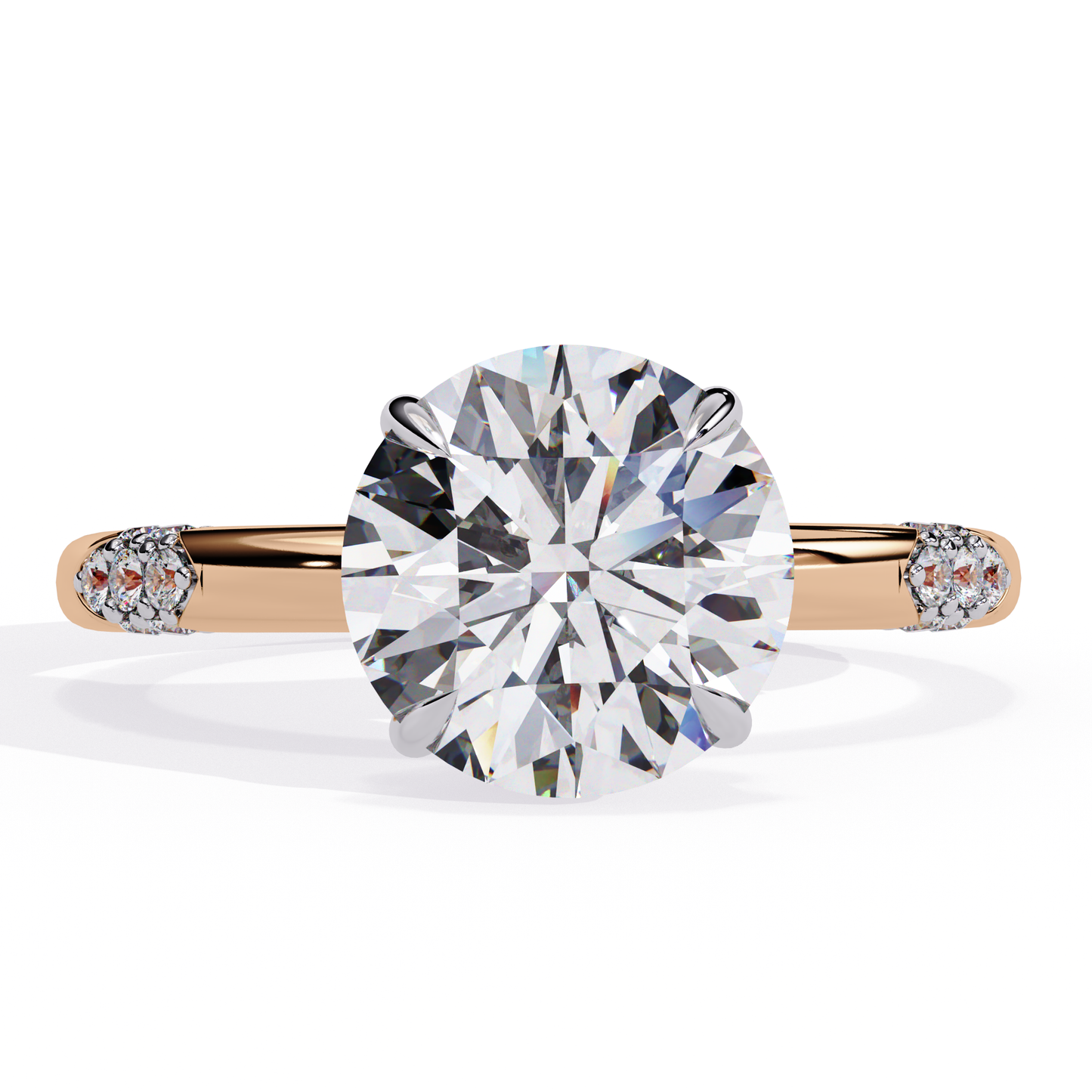 rose gold / moissanite, rose gold / lab grown