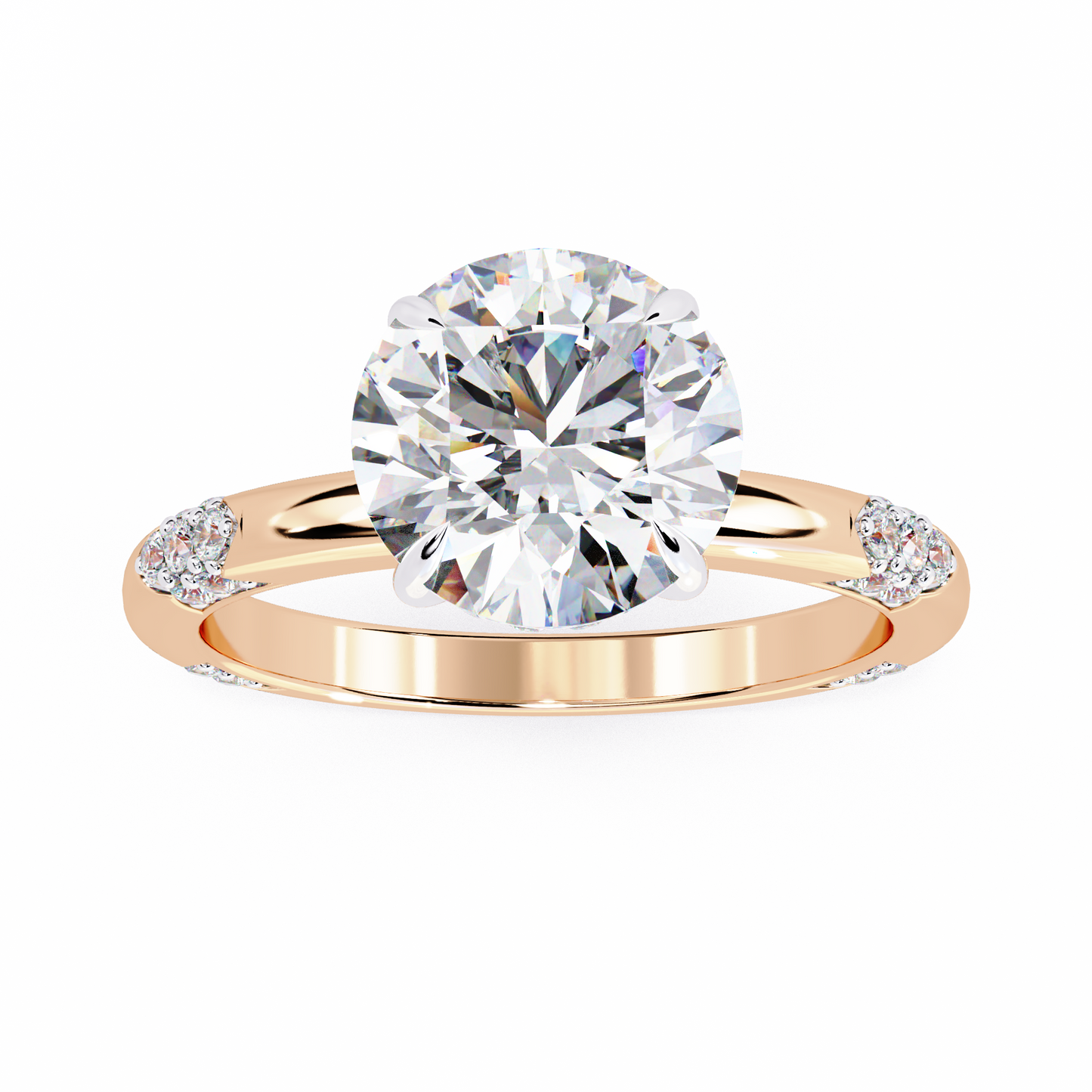 rose gold / moissanite, rose gold / lab grown