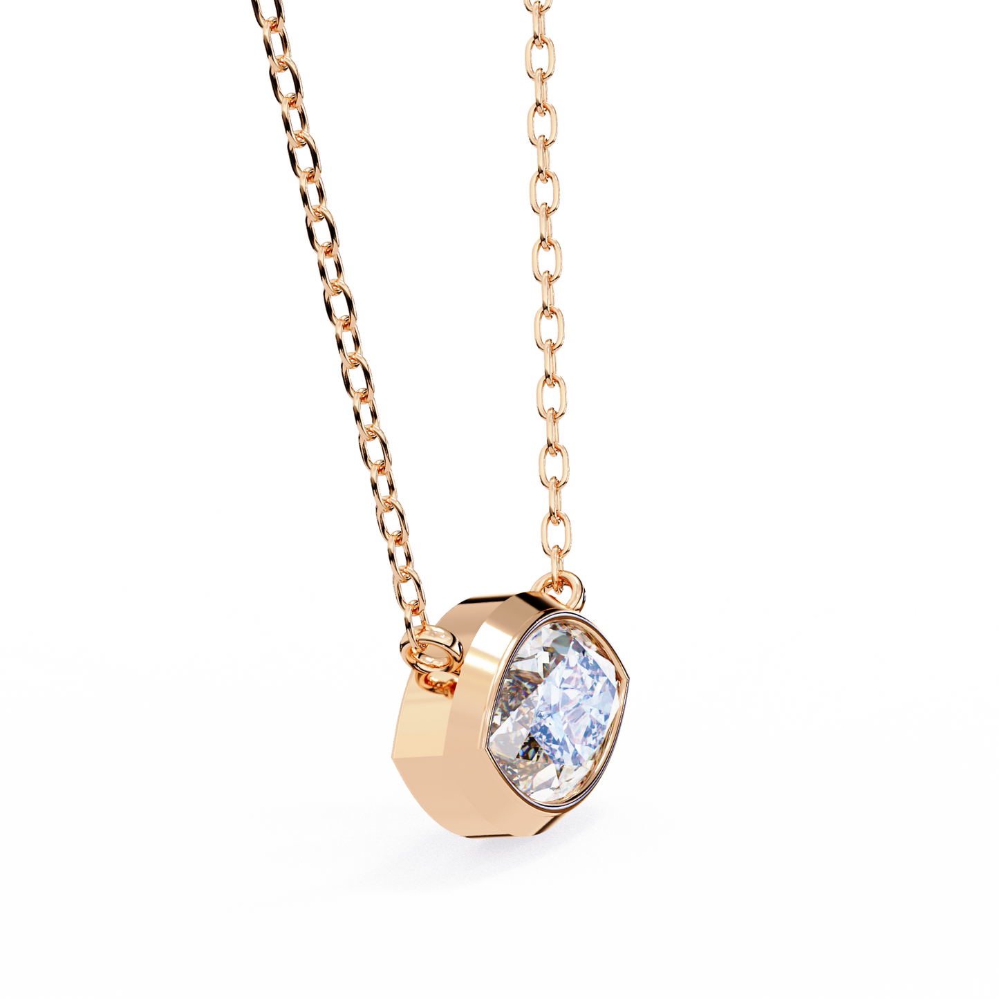 rose gold / moissanite, rose gold / lab grown