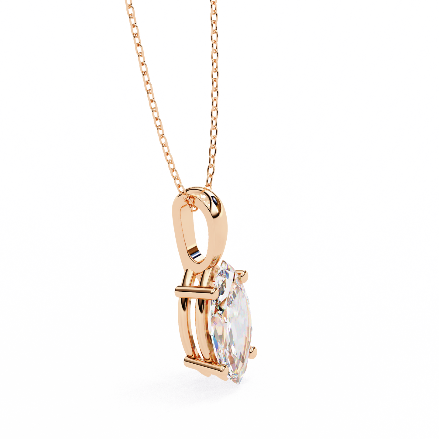 rose gold / moissanite, rose gold / lab grown