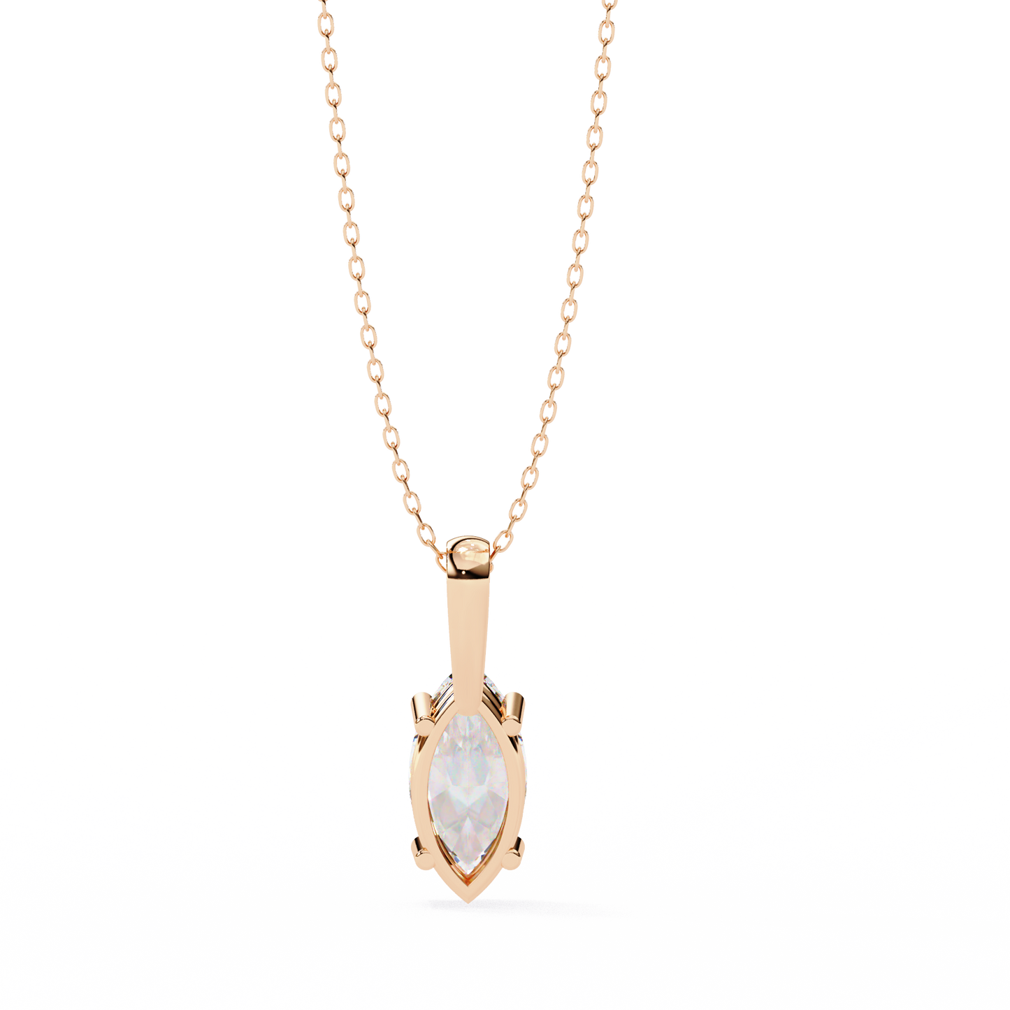 rose gold / moissanite, rose gold / lab grown