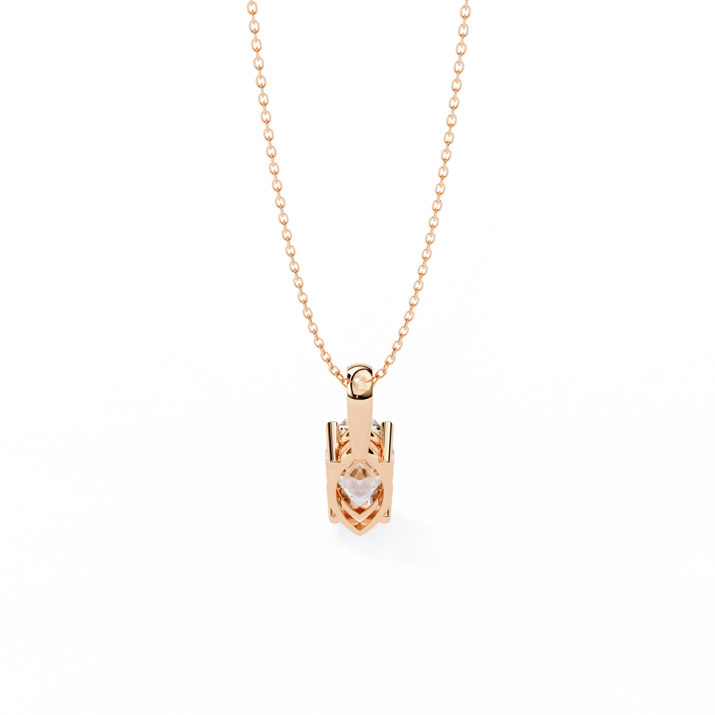rose gold / moissanite, rose gold / lab grown