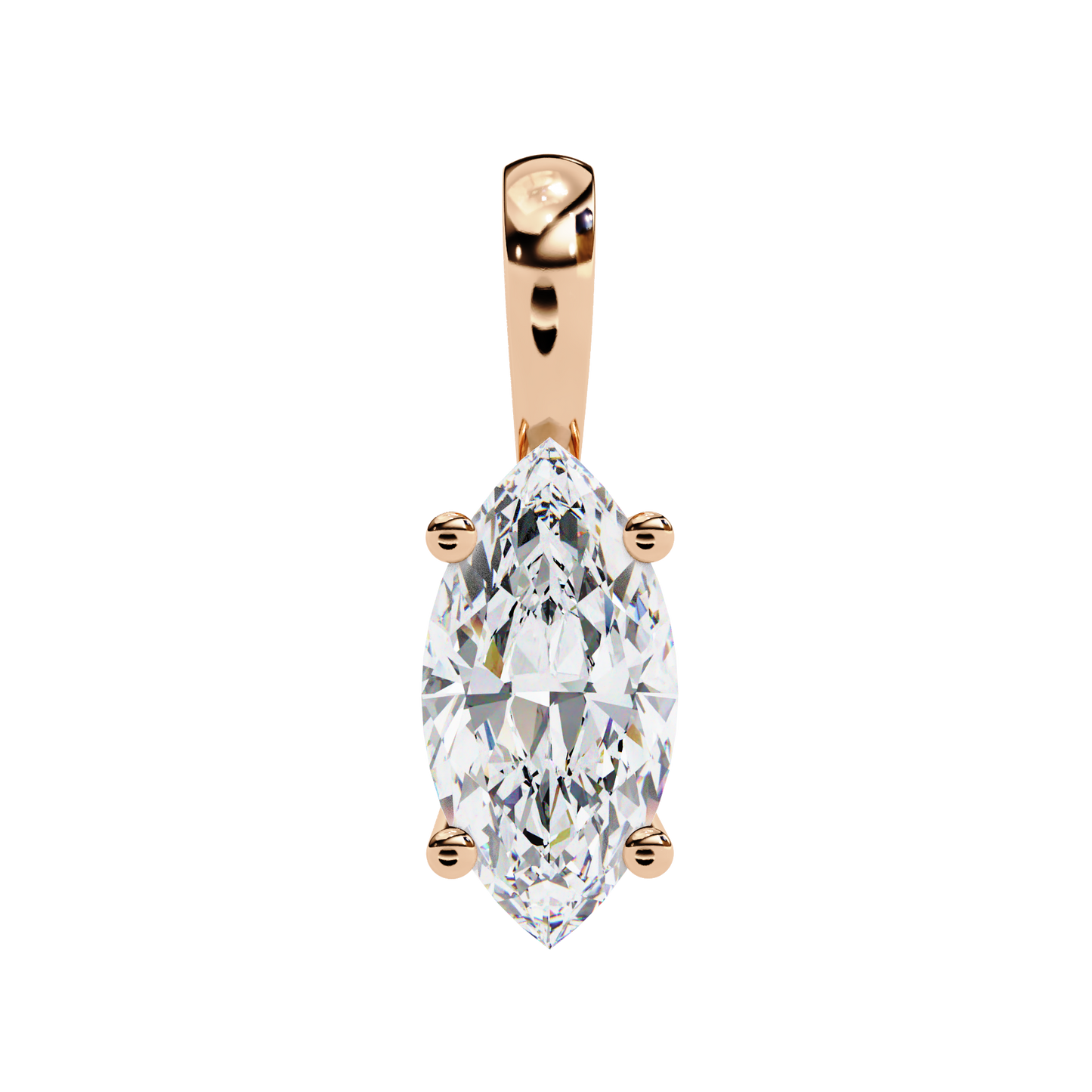 rose gold / moissanite, rose gold / lab grown