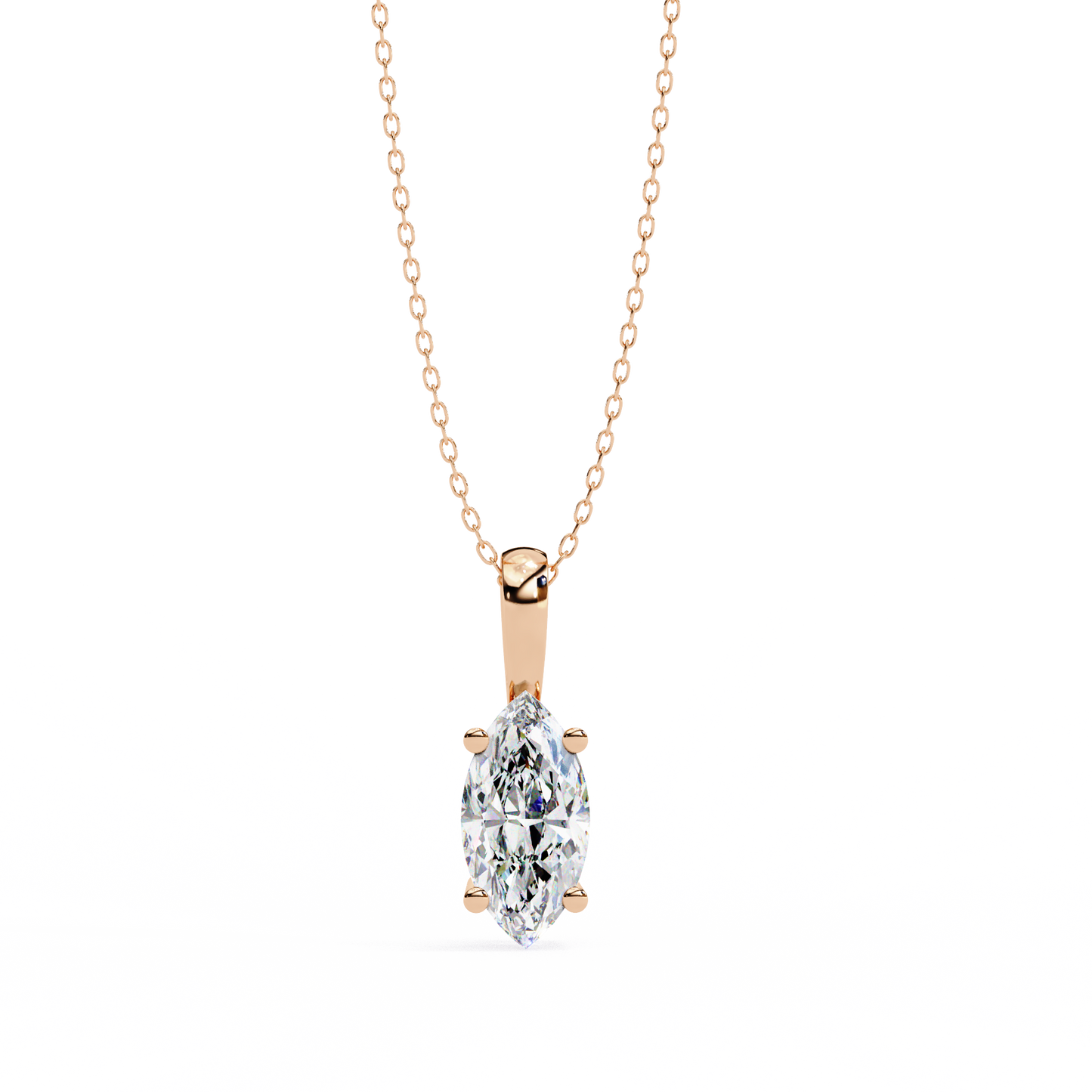rose gold / moissanite, rose gold / lab grown