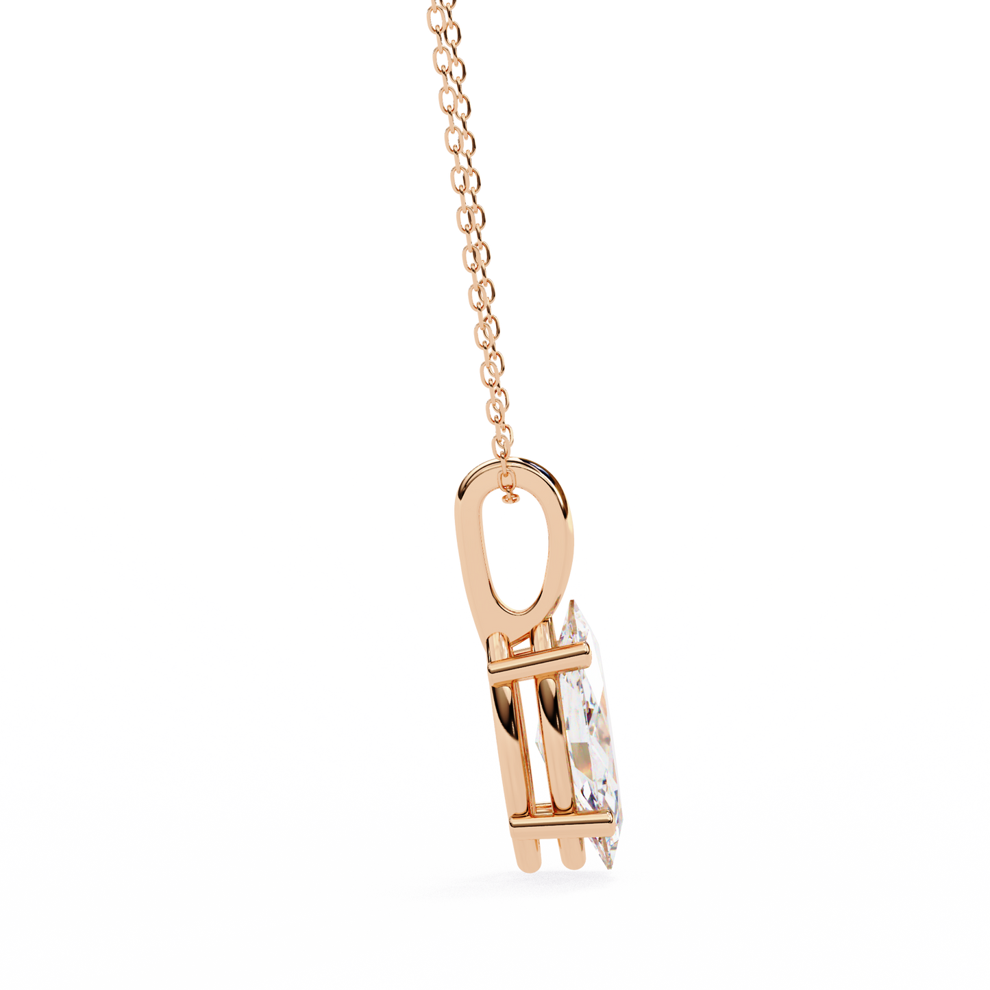rose gold / moissanite, rose gold / lab grown