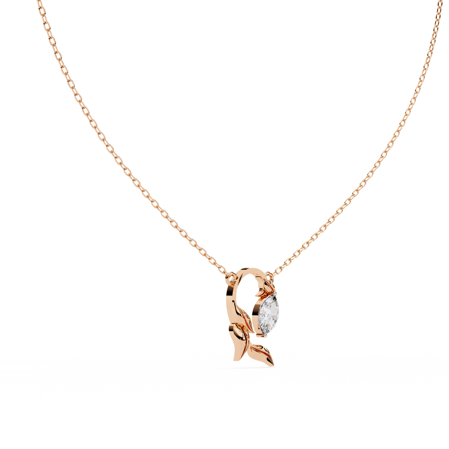 rose gold / moissanite, rose gold / lab grown