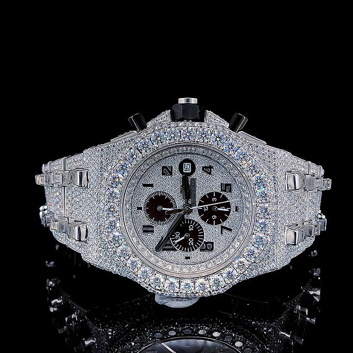 Silver & White Diamond Watch