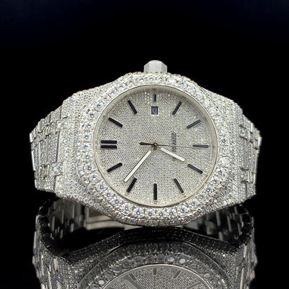Luxury Dial With Date Function With Fully Ice Out Moissanite Diamond Watch