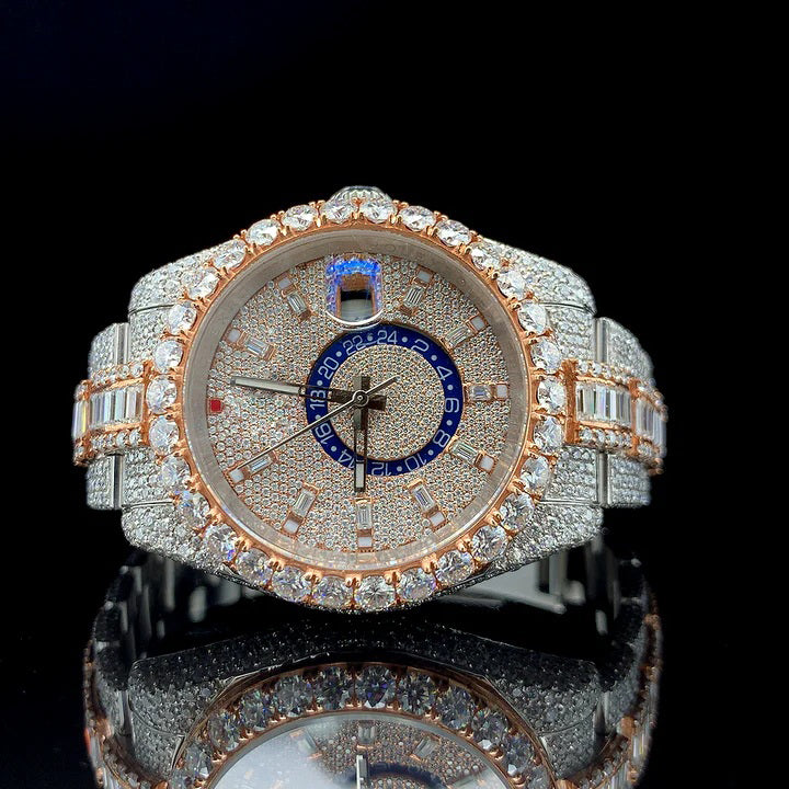 Rose & White with Baguette Moissanite Diamond Belt Watch