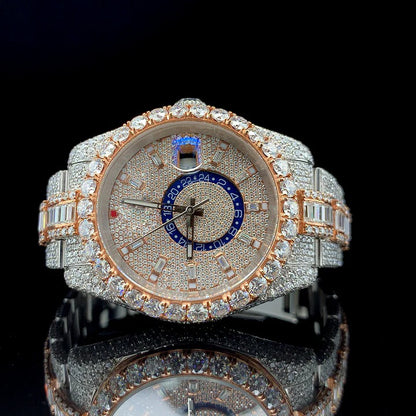 Rose & White with Baguette Moissanite Diamond Belt Watch