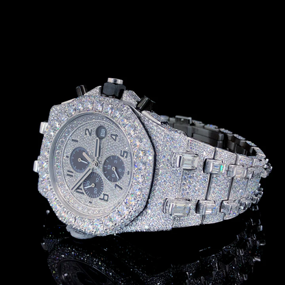 Silver & White Diamond Watch