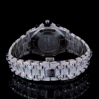 Silver & White Diamond Watch