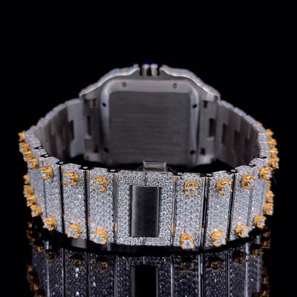Gold & Silver Full Ice-Out Moissanite Diamond Watch