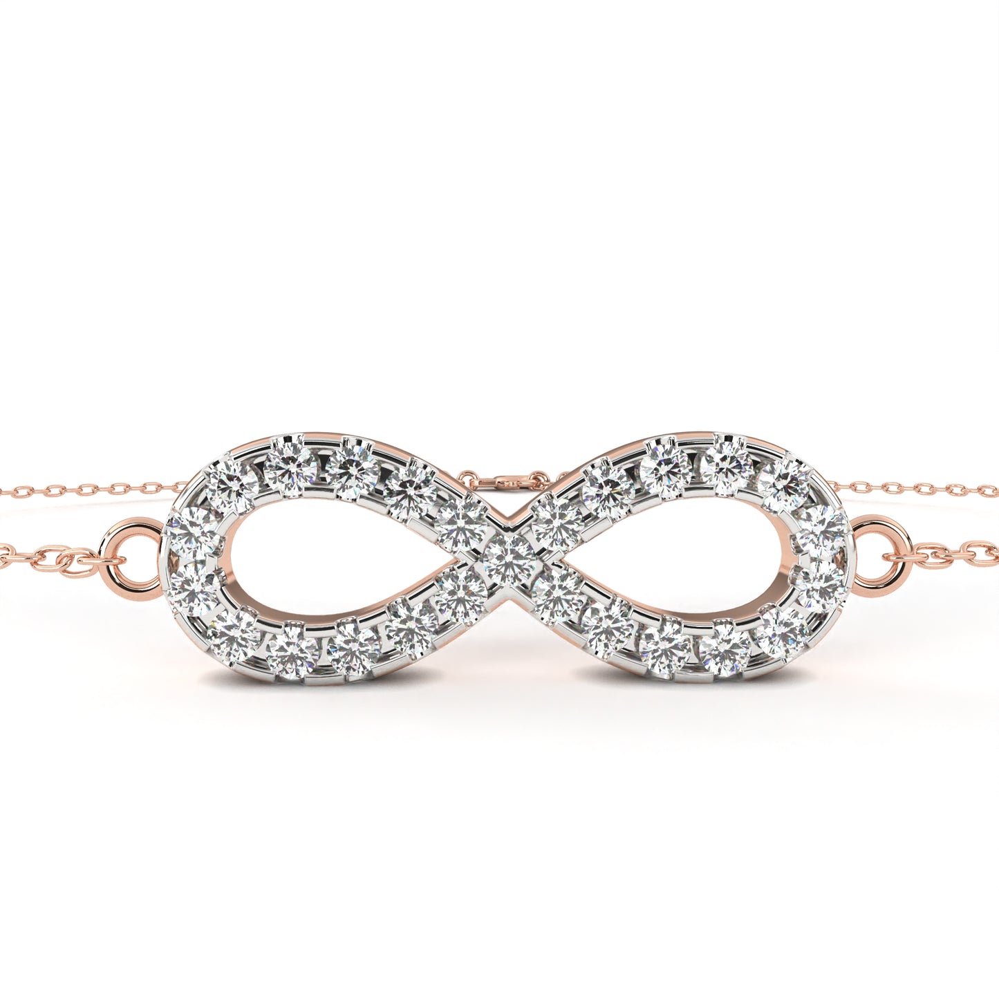 rose gold / moissanite, rose gold / lab grown