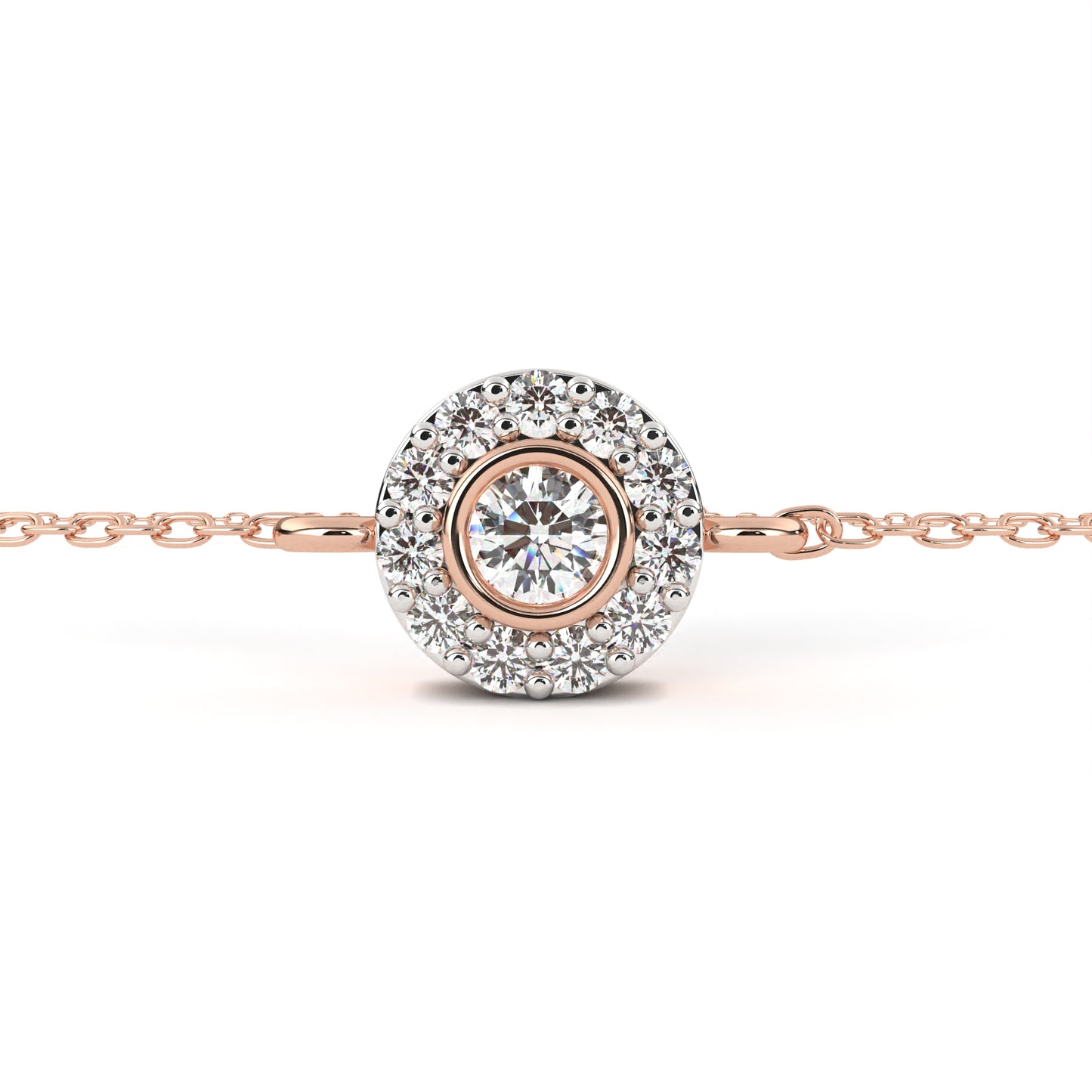rose gold / moissanite, rose gold / lab grown