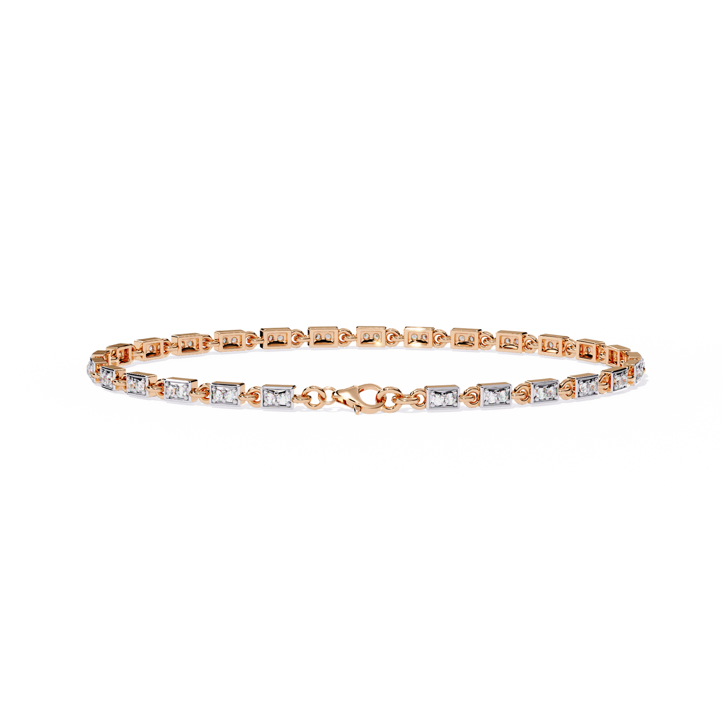 rose gold / moissanite, rose gold / lab grown