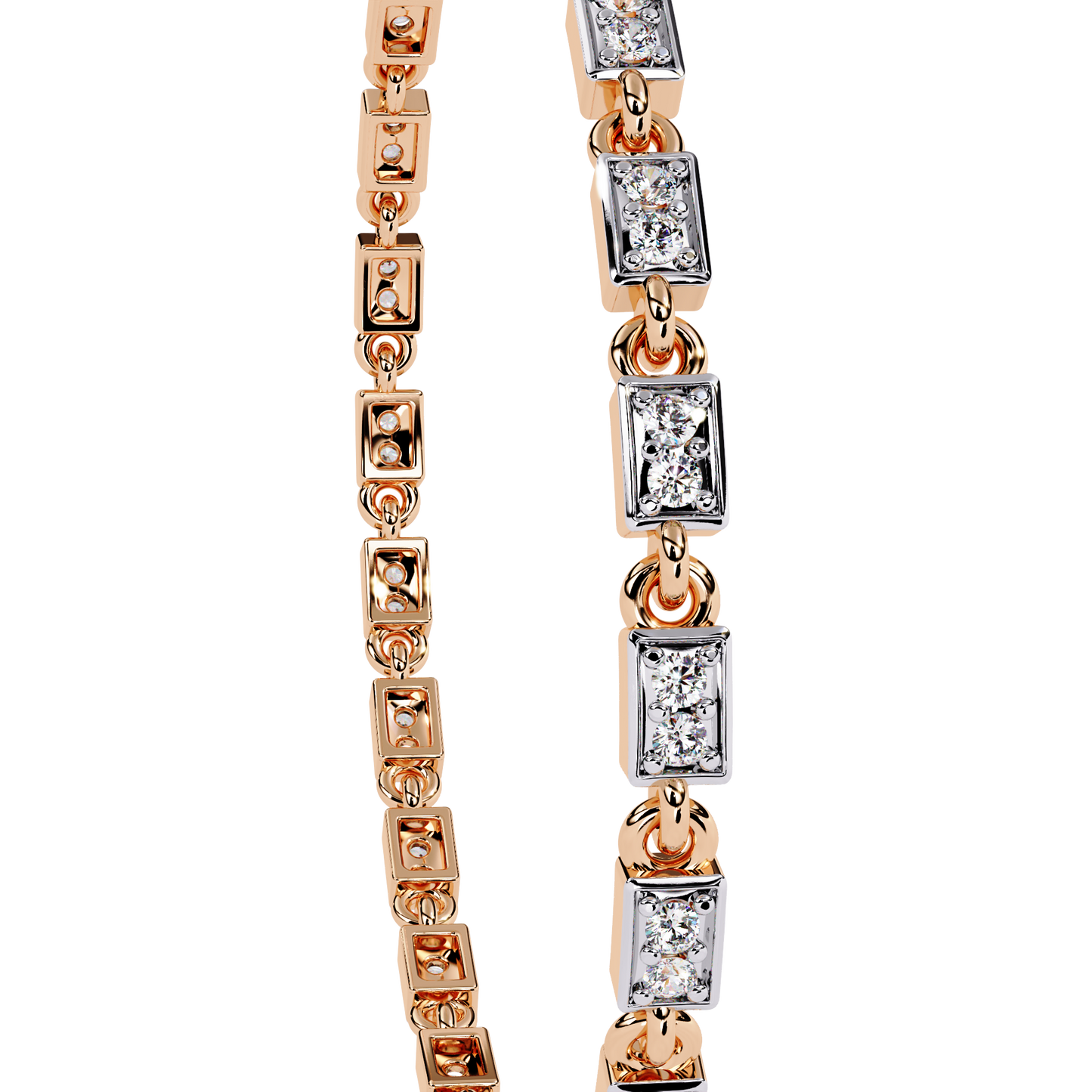 rose gold / moissanite, rose gold / lab grown