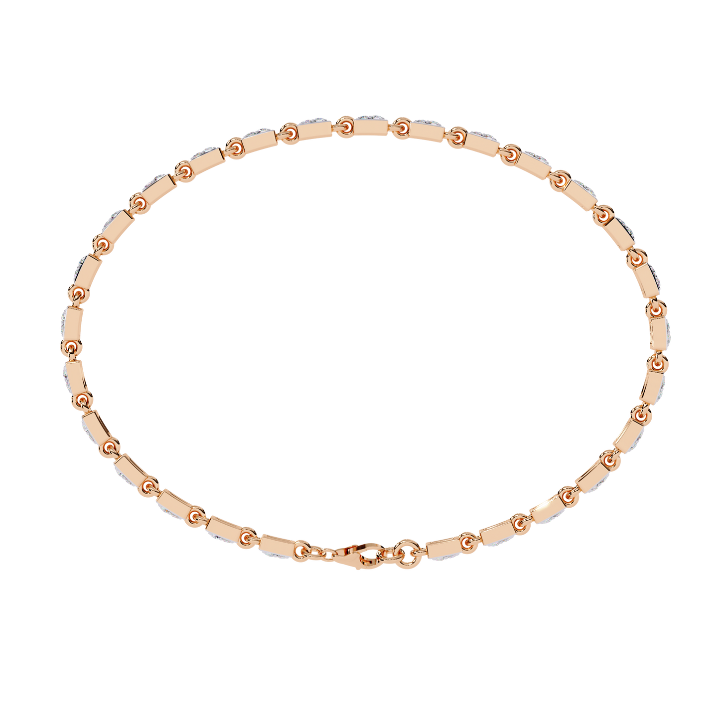 rose gold / moissanite, rose gold / lab grown