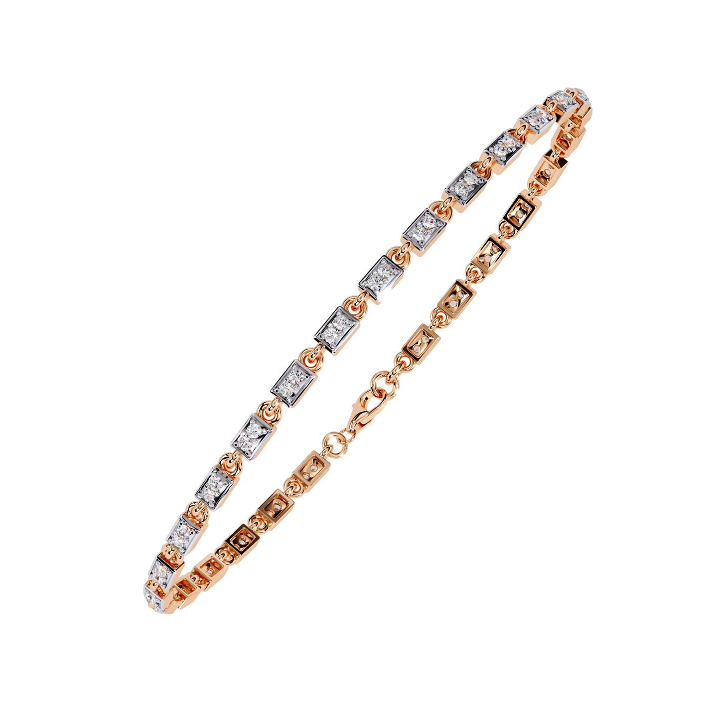 rose gold / moissanite, rose gold / lab grown