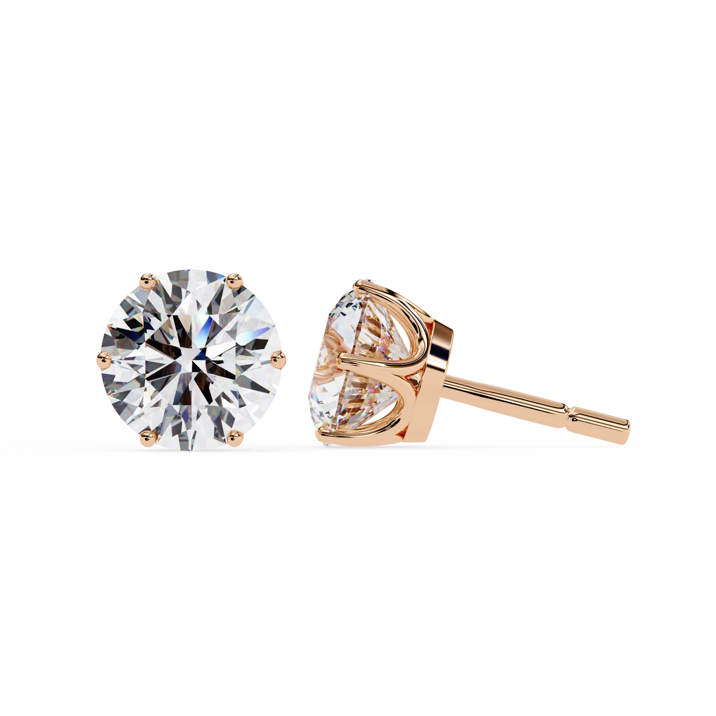 rose gold / moissanite, rose gold / lab grown