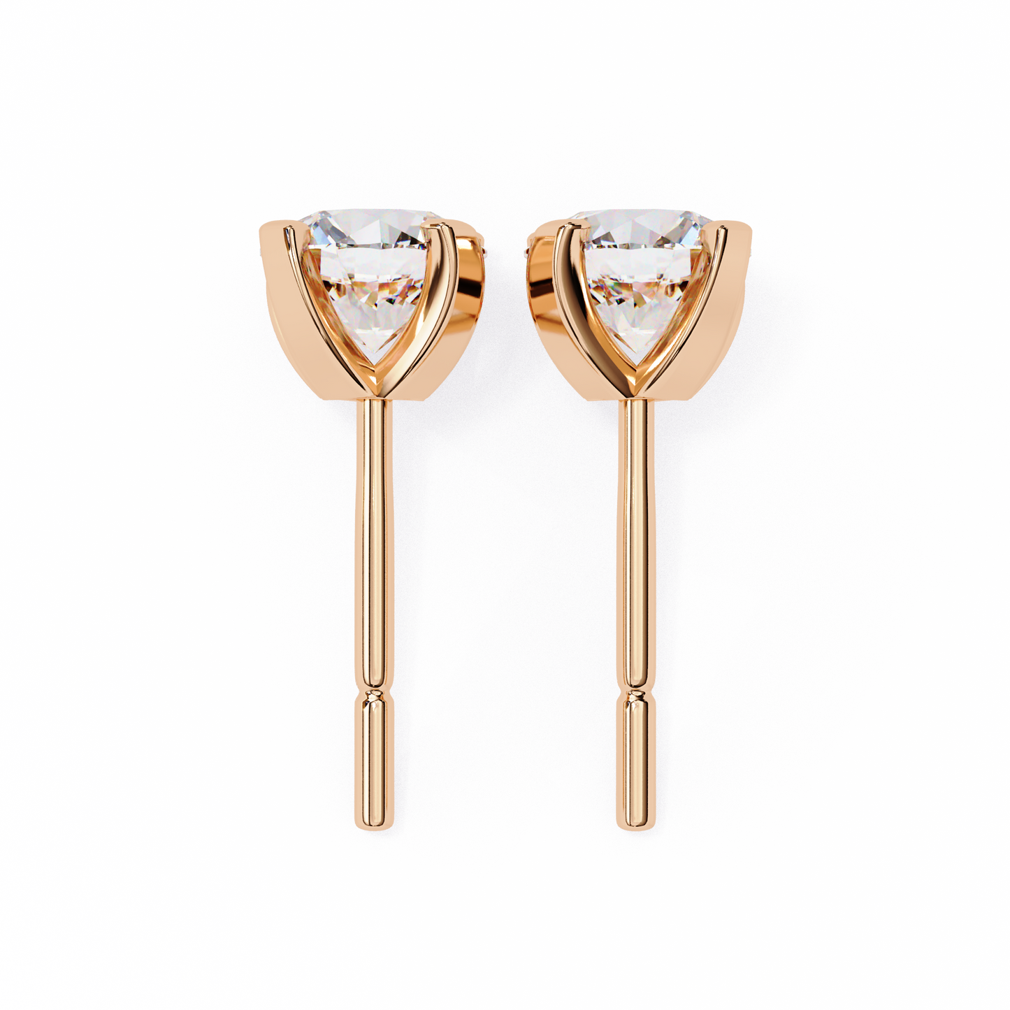 rose gold / moissanite, rose gold / lab grown