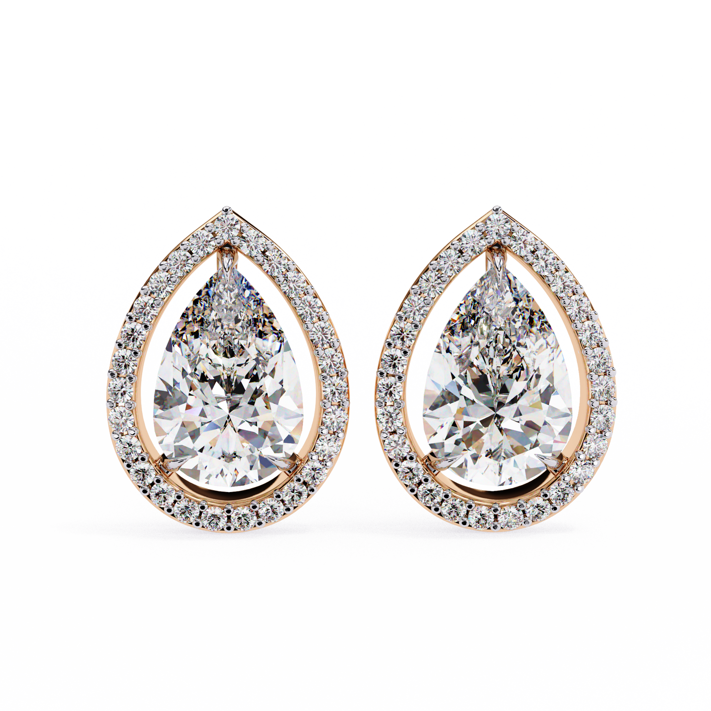rose gold / moissanite, rose gold / lab grown