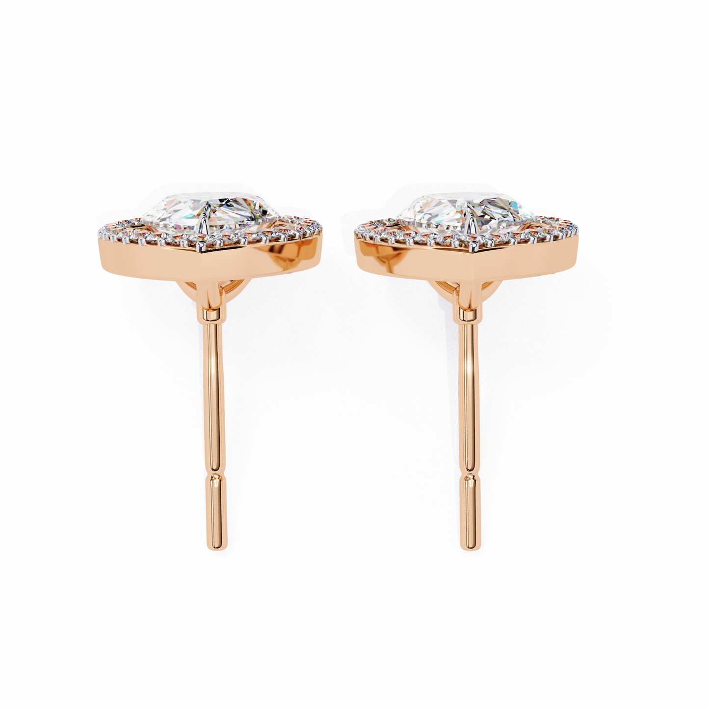 rose gold / moissanite, rose gold / lab grown