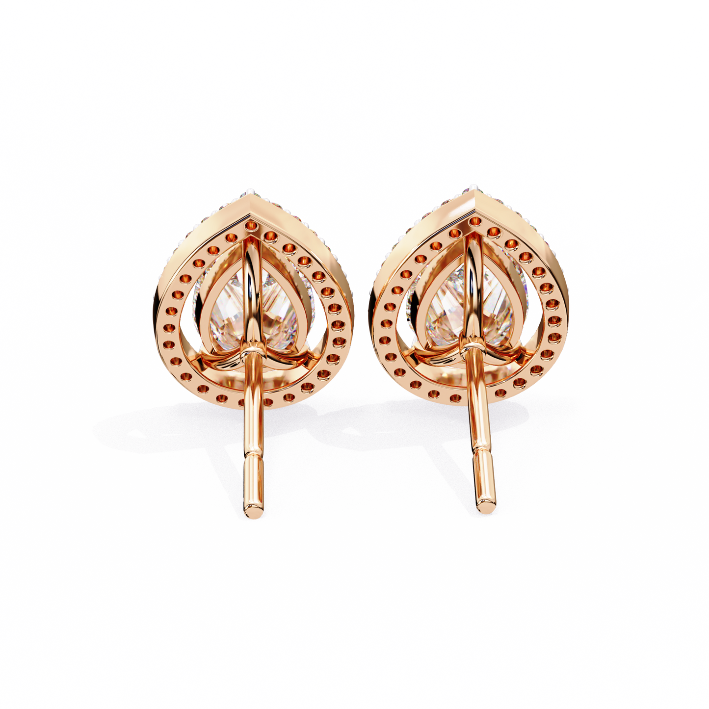 rose gold / moissanite, rose gold / lab grown