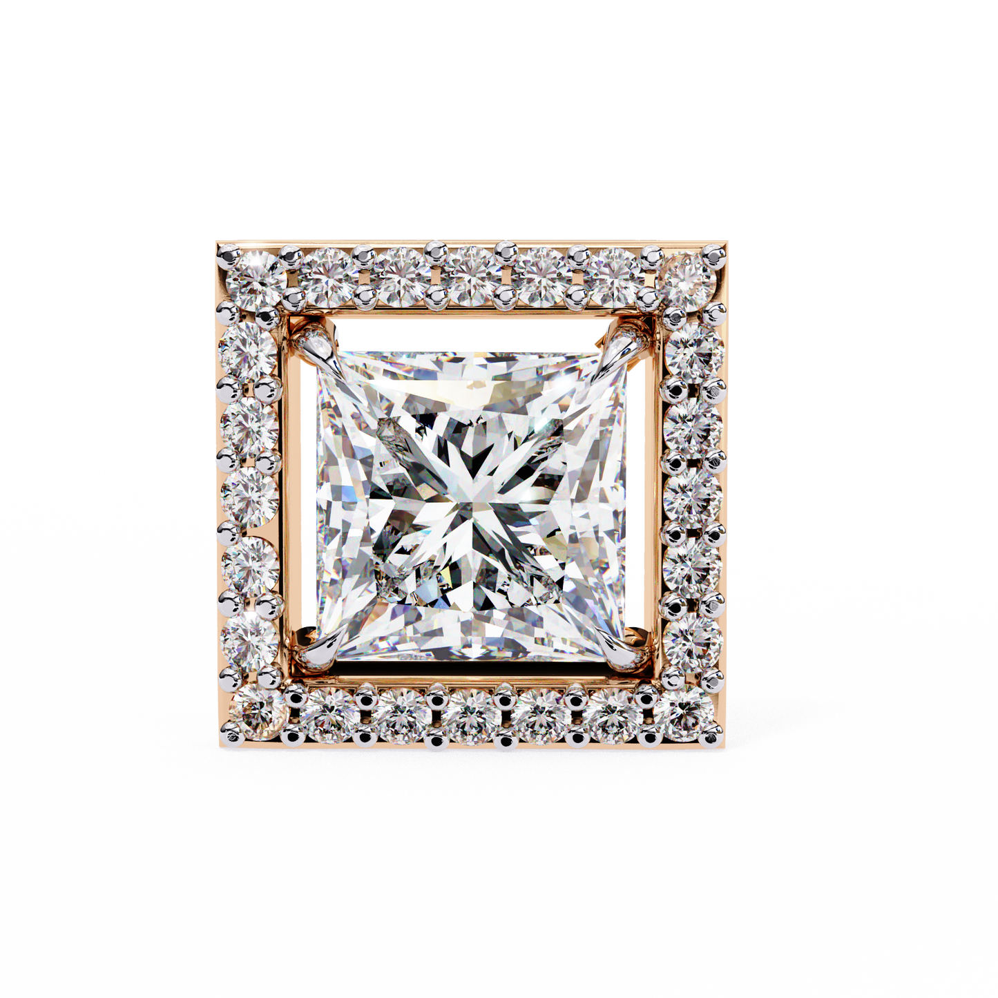 rose gold / moissanite, rose gold / lab grown