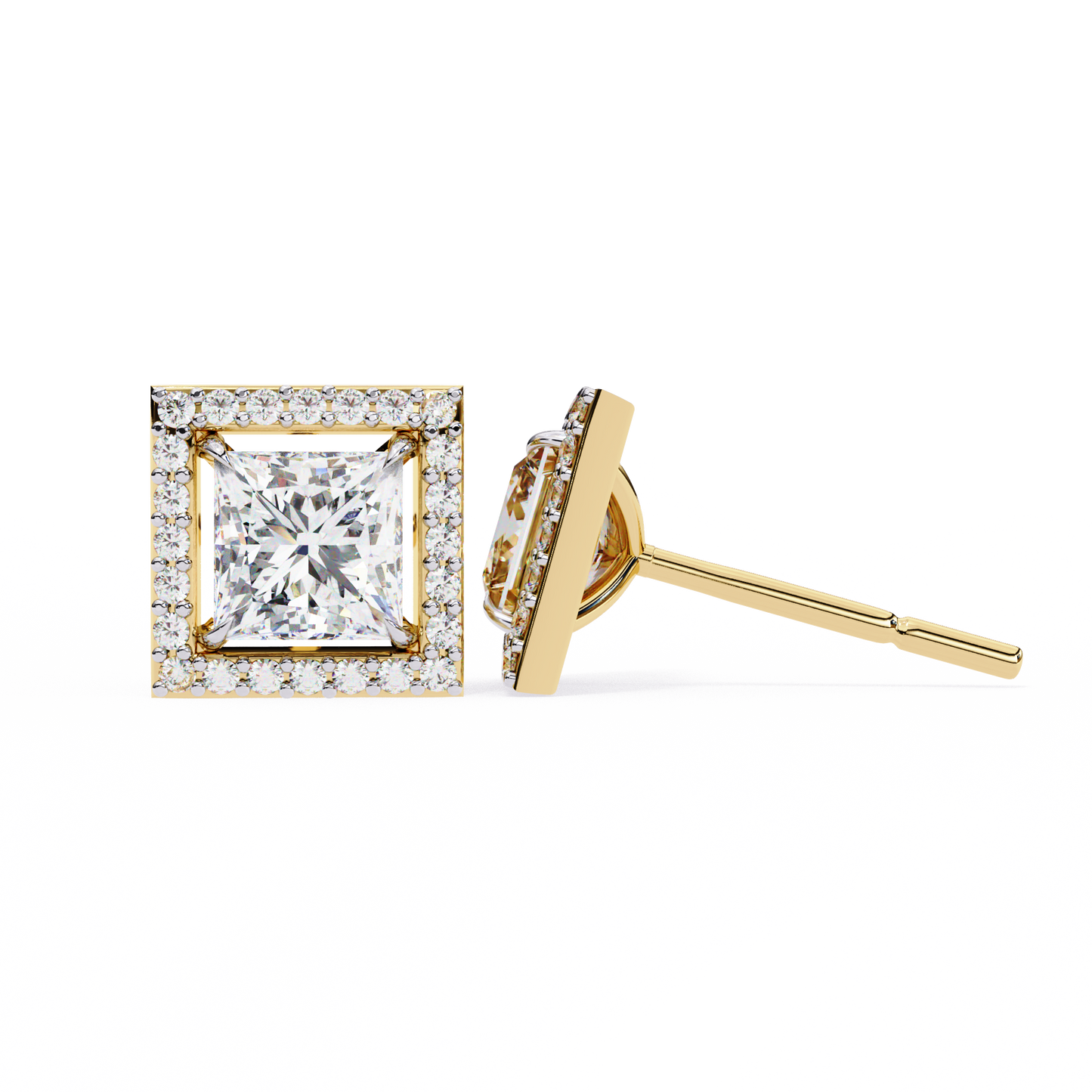 yellow gold / moissanite, yellow gold / lab grown