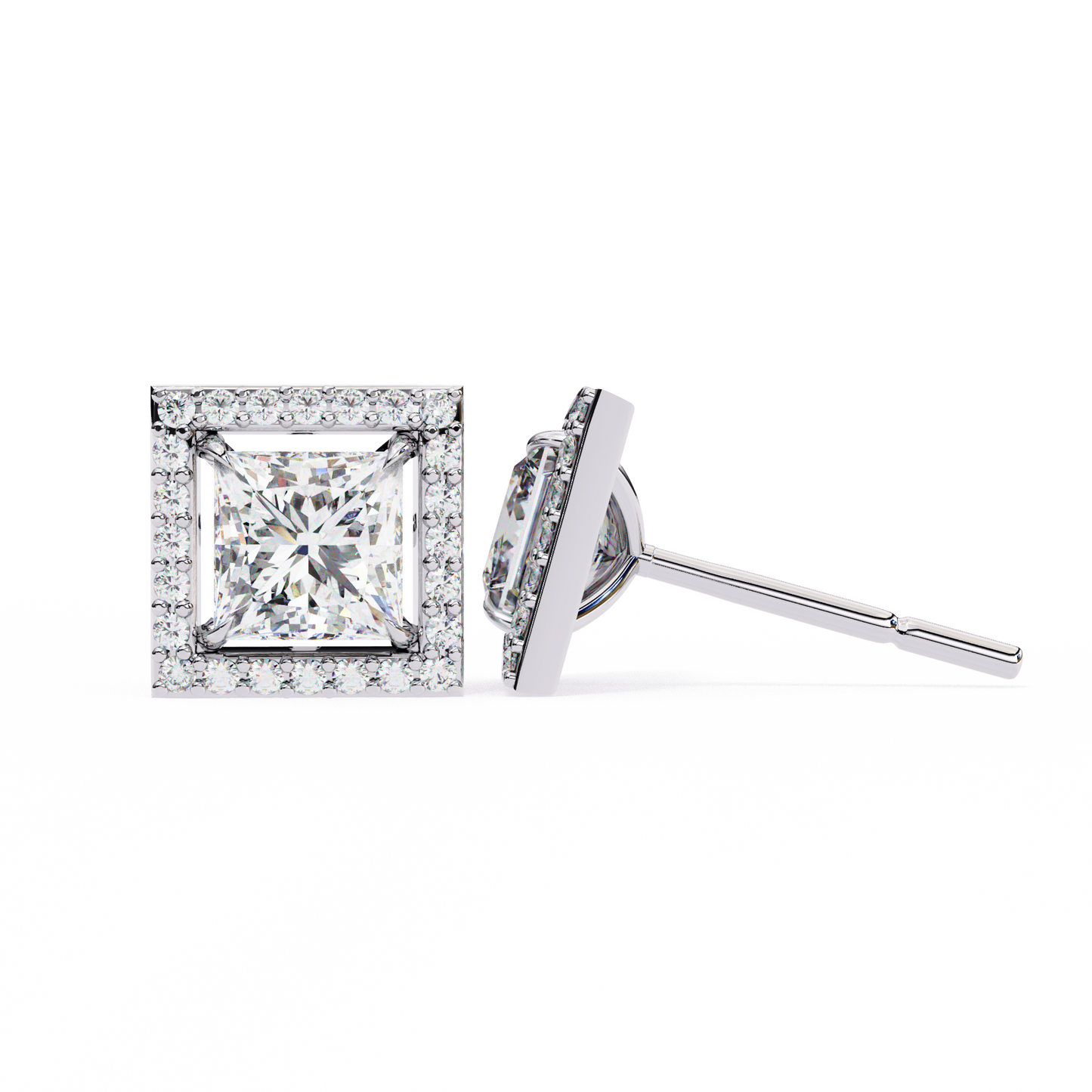 white gold / moissanite, white gold / lab grown