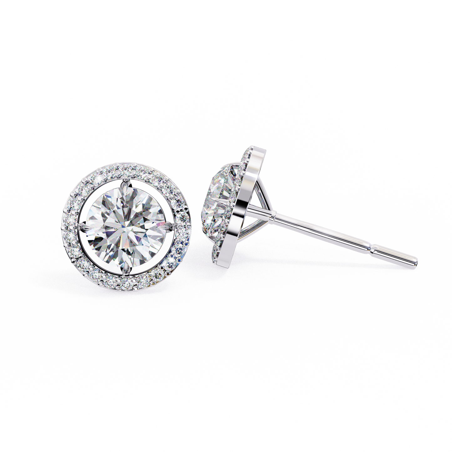 white gold / moissanite, white gold / lab grown