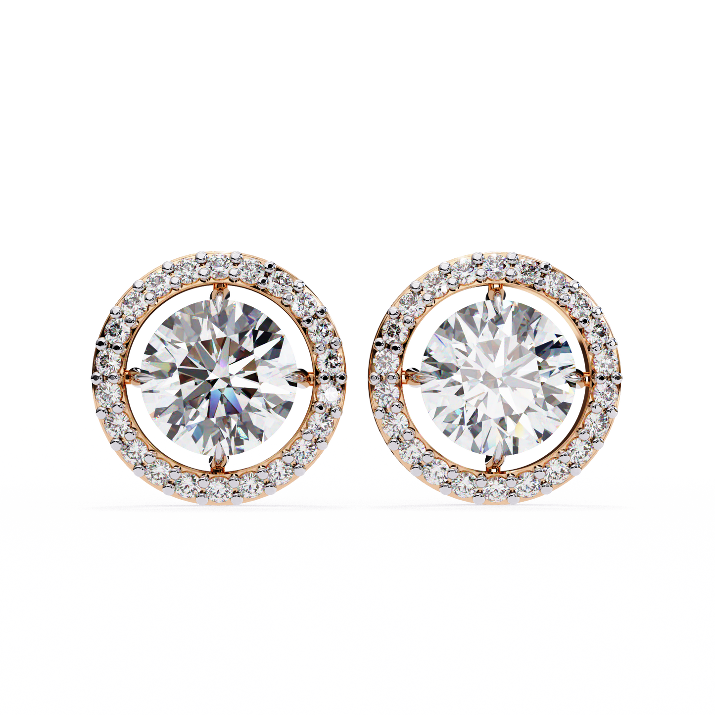 rose gold / moissanite, rose gold / lab grown