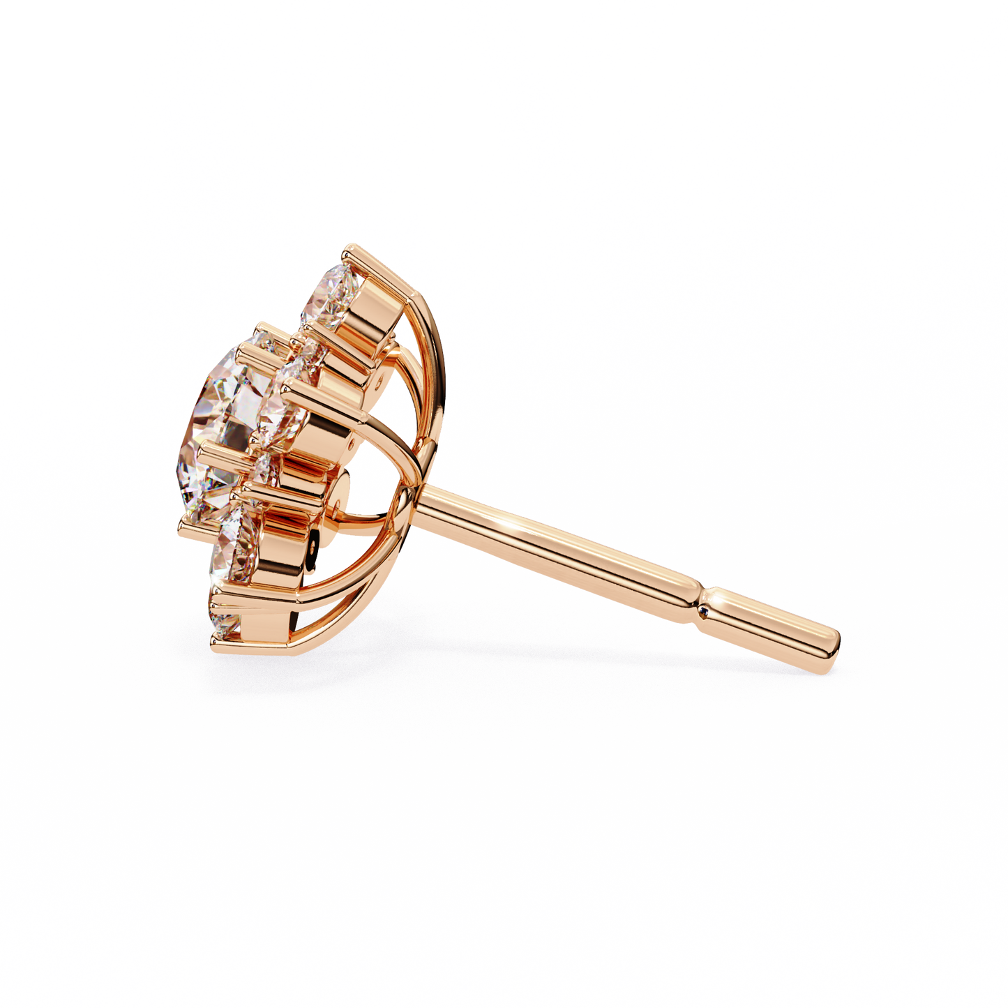 rose gold / moissanite, rose gold / lab grown