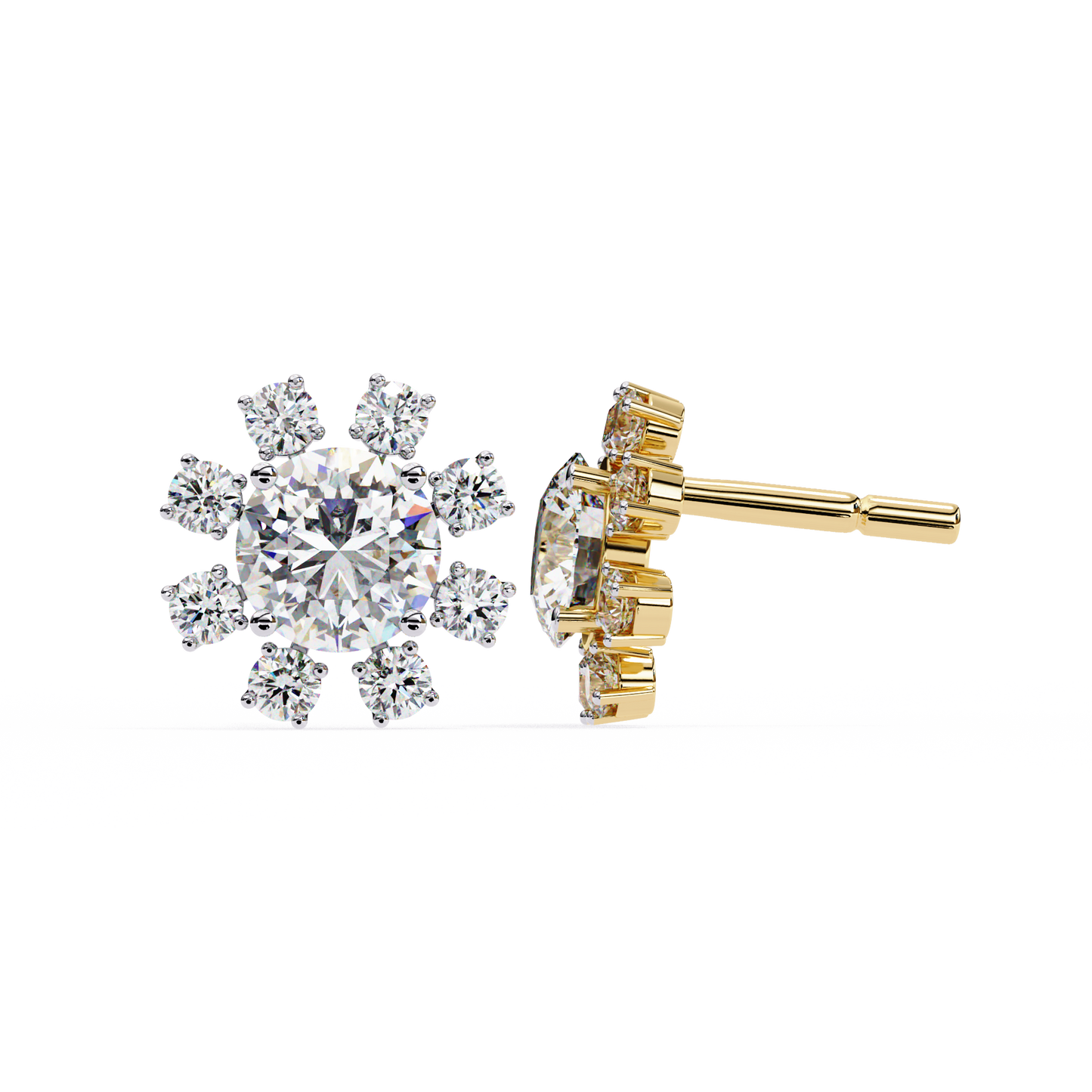 yellow gold / moissanite, yellow gold / lab grown